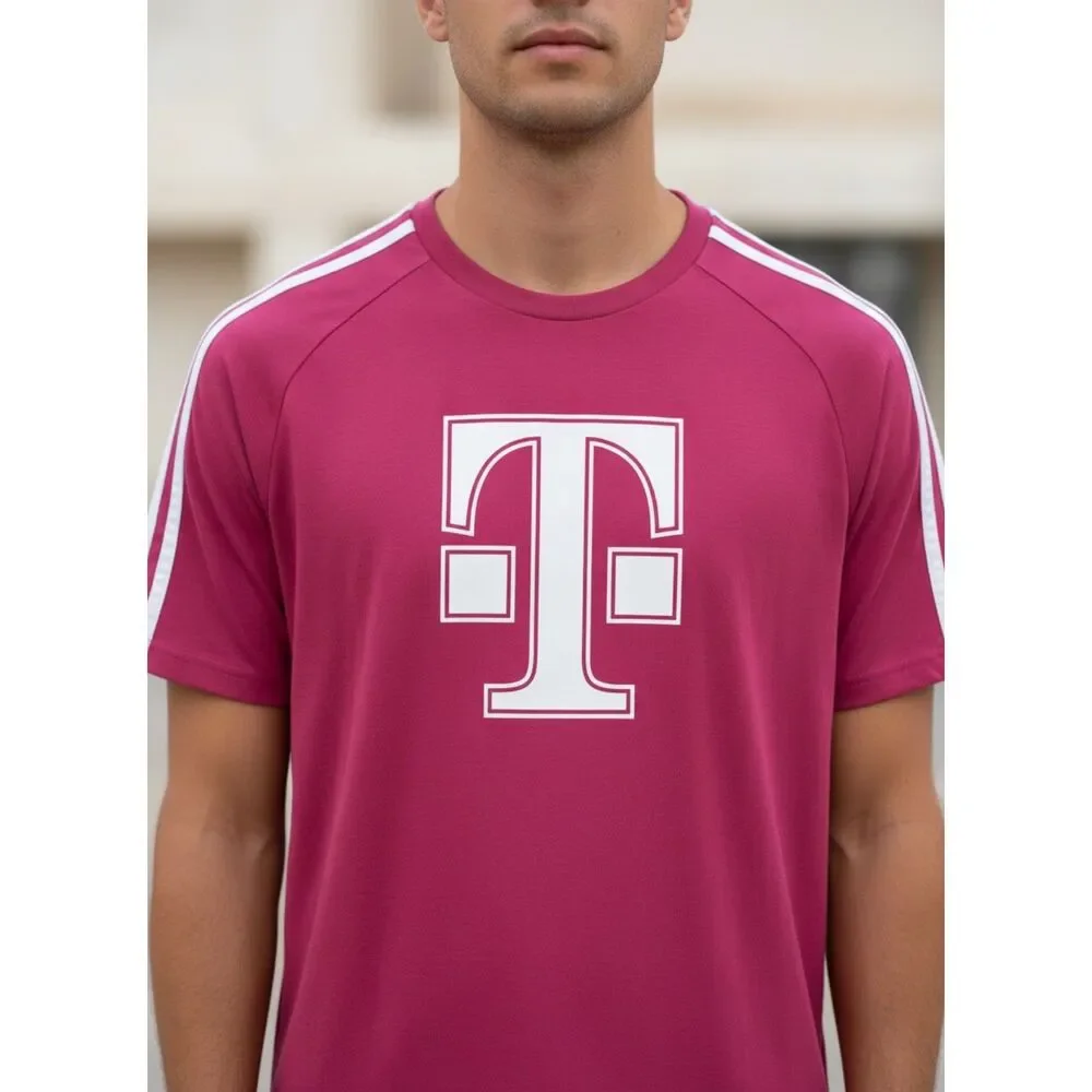 T-Mobile Employee Uniform T-Shirt Pink Striped Work Tee Unisex Size Large